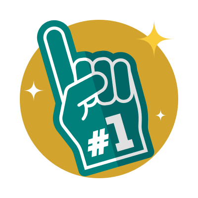 #1 foam finger icon with gold background